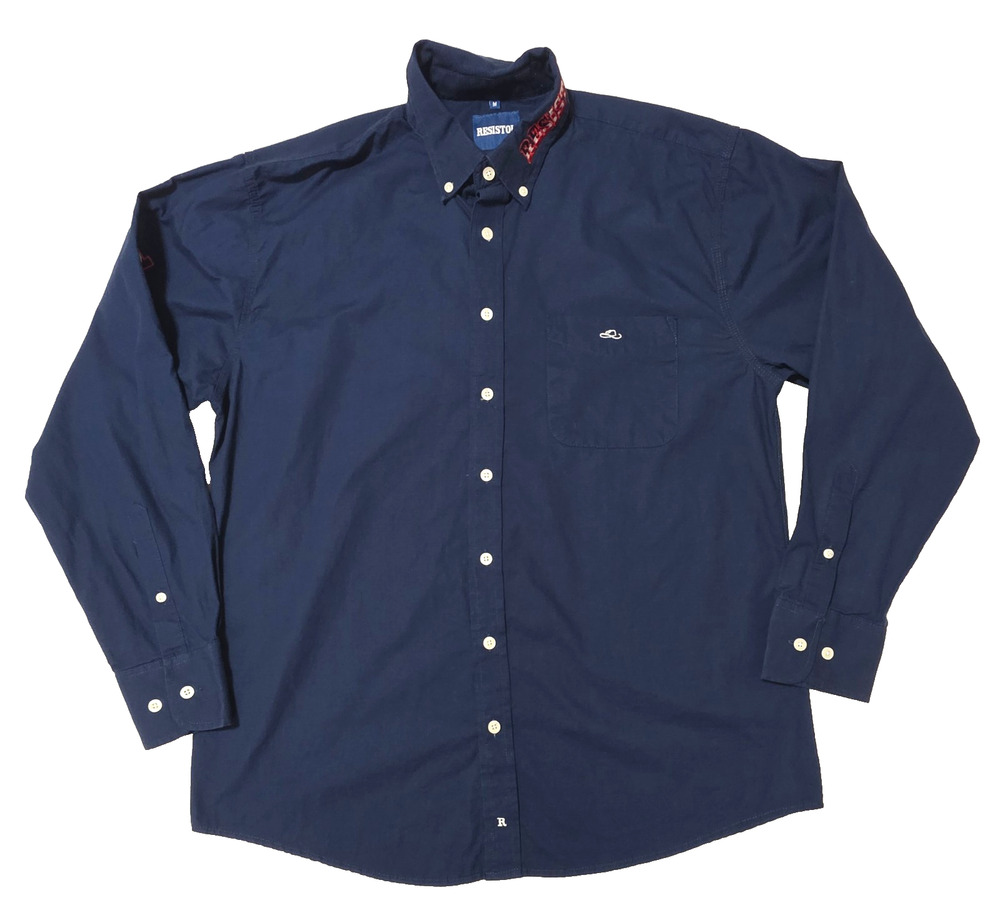Resistol Western Shirt Mens Medium Blue Embroidery USA Flag Logo Long Sleeve M